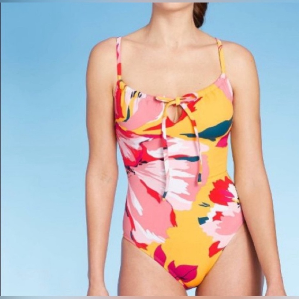Kona Sol cinch tie-front medium coverage swimsuit